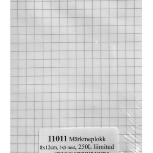 Märkmepaber 80×120 mm, 5×5 ruut, 250 lehte, liimitud