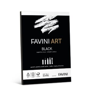 Joonistusplokk A4 320 g, 10 lehte Favini Art kriidile, pastellile, must