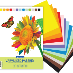Värvilised paberid A4 80 g, 23 lehte, 13 värvi