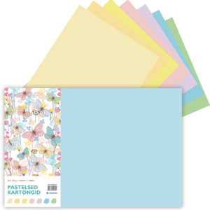 Pastelsed kartongid A3 200gr, 7 värvi, 7 lehte