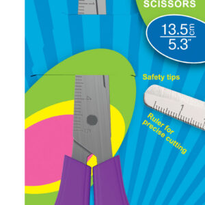 Käärid 13,5 cm JOY, ümar ots, 4 värvi assortii riputuspakis