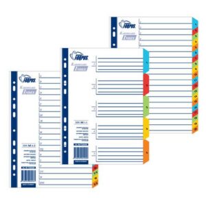 Vahelehed A4 1-6 College plastik värviline