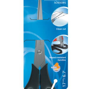 Käärid 17 cm EasyCut, 2D teritus, vasakukäelisele, must riputuspakis