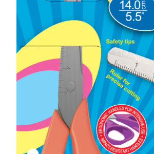 Käärid 14 cm JOY Ergo, ümar ots, 4 värvi assortii riputuspakis