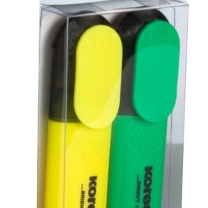 Tekstimarkeri komplekt  KORES Bright Liner Plus, kollane ja roheline riputuspakis