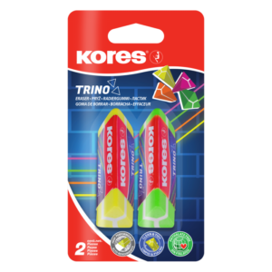 Kustutuskumm KORES Trino Neon, 2tk riputuspakis