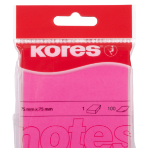 Märkmepaber KORES 75x75mm neoonroosa, 100 lehte, riputuspakis