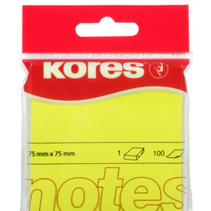 Märkmepaber KORES 75x75mm neoonkollane, 100 lehte, riputuspakis