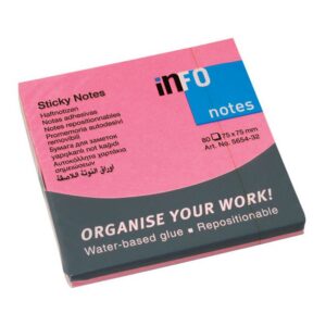 Märkmepaber Infonotes 75x75mm neoonroosa, 80 lehte