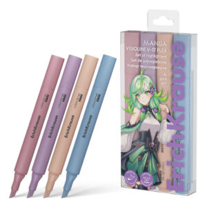 Tekstimarkeri komplekt Visioline V-17 Mini Manga painduv ots, 4värvi