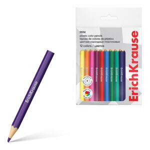 Värvipliiatsid 12 värvi Erich Krause Mini, kuuskant, riputusakis
