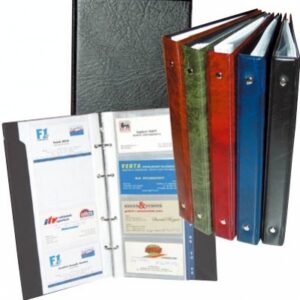 Visiitkaardihoidja rõngastega A5, 80 kaardile+register, sinine