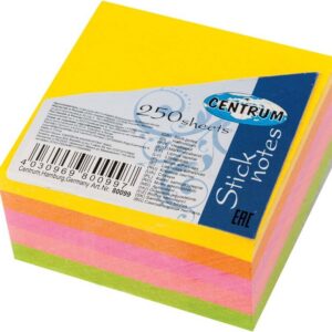 Märkmepaber Centrum 51x51mm, 5 neoonvärvi, 250 lehte