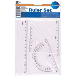 Joonlaua komplekt CENTRUM, 15cm joonlaud, 2 kolmnurka, mall