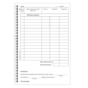 Blankett Kassaraamat A5 spiraalköide, 2×31 lehte isekopeeruv