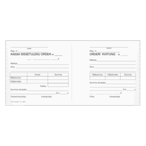 Blankett Kassa sissetuleku order A65, 50 lehte