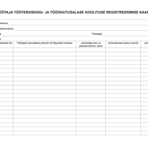 Blankett Töötervishoiu- ja tööohutuse koolituse kaart A4