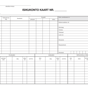 Blankett Isikukonto kaart A4, laiuti