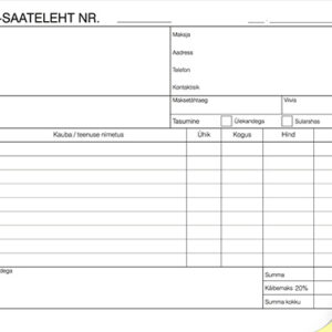 Blankett Arve-saateleht A5 laiuti, 2×25 lehte, isekopeeruv
