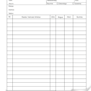 Blankett Arve-saateleht A5 pikuti, 100 lehte, isekopeeruv CFB