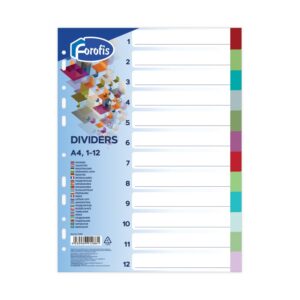 Vahelehed A4 1-12 Forofis plastik värviline