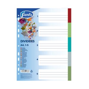 Vahelehed A4 1-5 Forofis plastik värviline