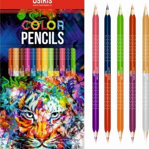 Värvipliiatsid kolmnurksed 24 värvi kahe otsaga Osiris, teritaja