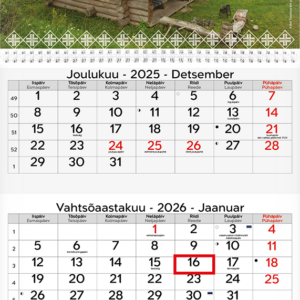 Seinakalender TRIO, võru-eestikeelne, avatuna 297x630mm (PILT 6)