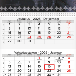 Seinakalender TRIO, võru-eestikeelne, avatuna 297x630mm (PILT 1)