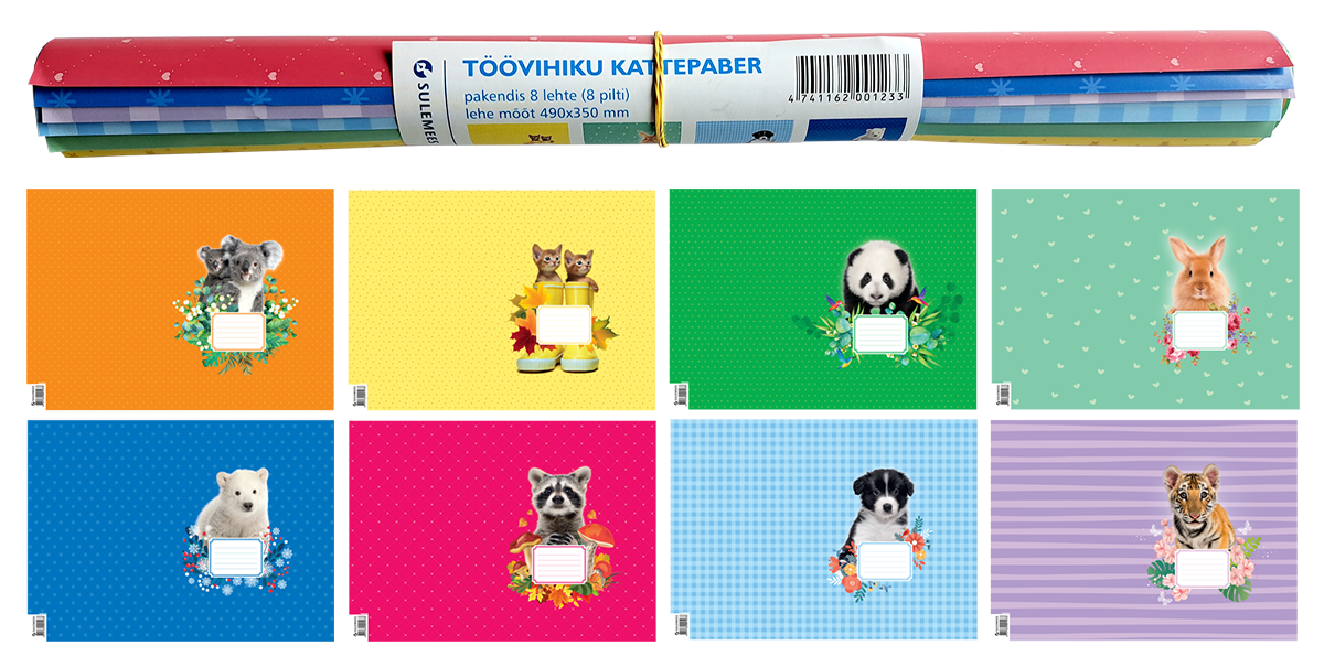 Töövihiku kattepaber 8 erinevat rullis, pildivalik 1 | Kasseti Expert