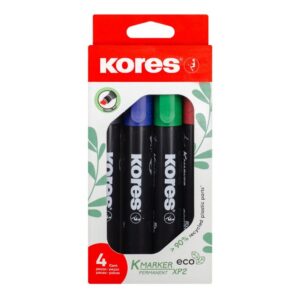 Markeri komplekt KORES ECO XP2, lõigatud permanent, 4 värvi