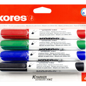 Valge tahvli markeri komplekt KORES XW2, lõigatud, 4 värvi