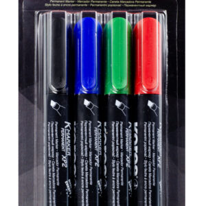 Markeri komplekt KORES XP2, lõigatud permanent, 4 värvi