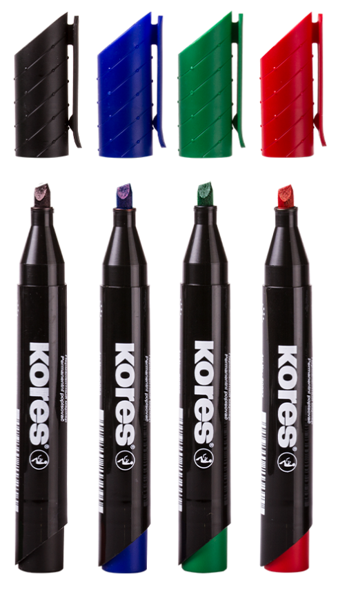 Markeri komplekt KORES XP2, lõigatud permanent, 4 värvi | Kasseti Expert