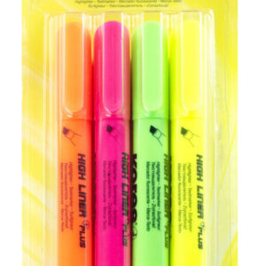 Tekstimarkeri komplekt KORES High Liner Plus, 4 värvi riputuspakis