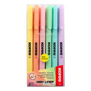 Tekstimarkeri komplekt KORES High Liner Pastel, 6 värvi riputuspakis