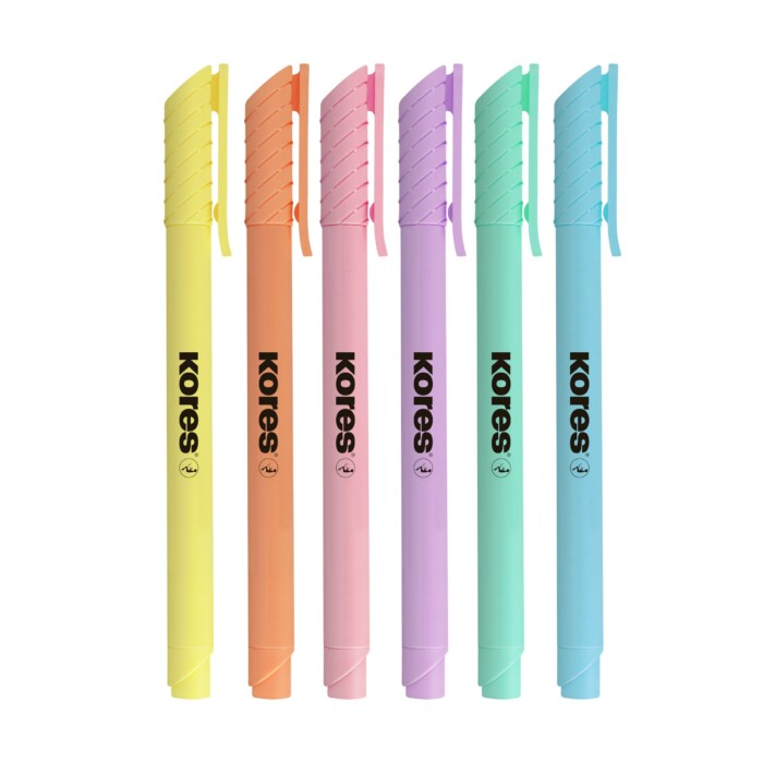Tekstimarkeri komplekt KORES High Liner Pastel, 6 värvi riputuspakis | Kasseti Expert