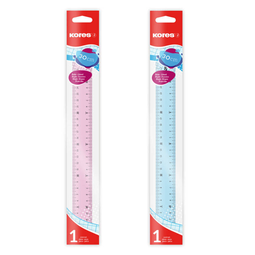 Joonlaud 30 cm KORES roosa või sinine riputuspakis | Kasseti Expert