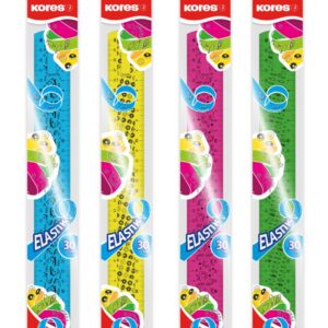 Joonlaud 30 cm KORES Elastik, painduv, 4 värvi riputuspakis