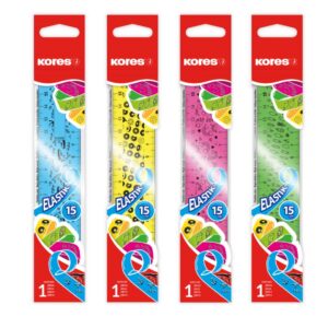 Joonlaud 15 cm KORES Elastik, painduv, 4 värvi riputuspakis