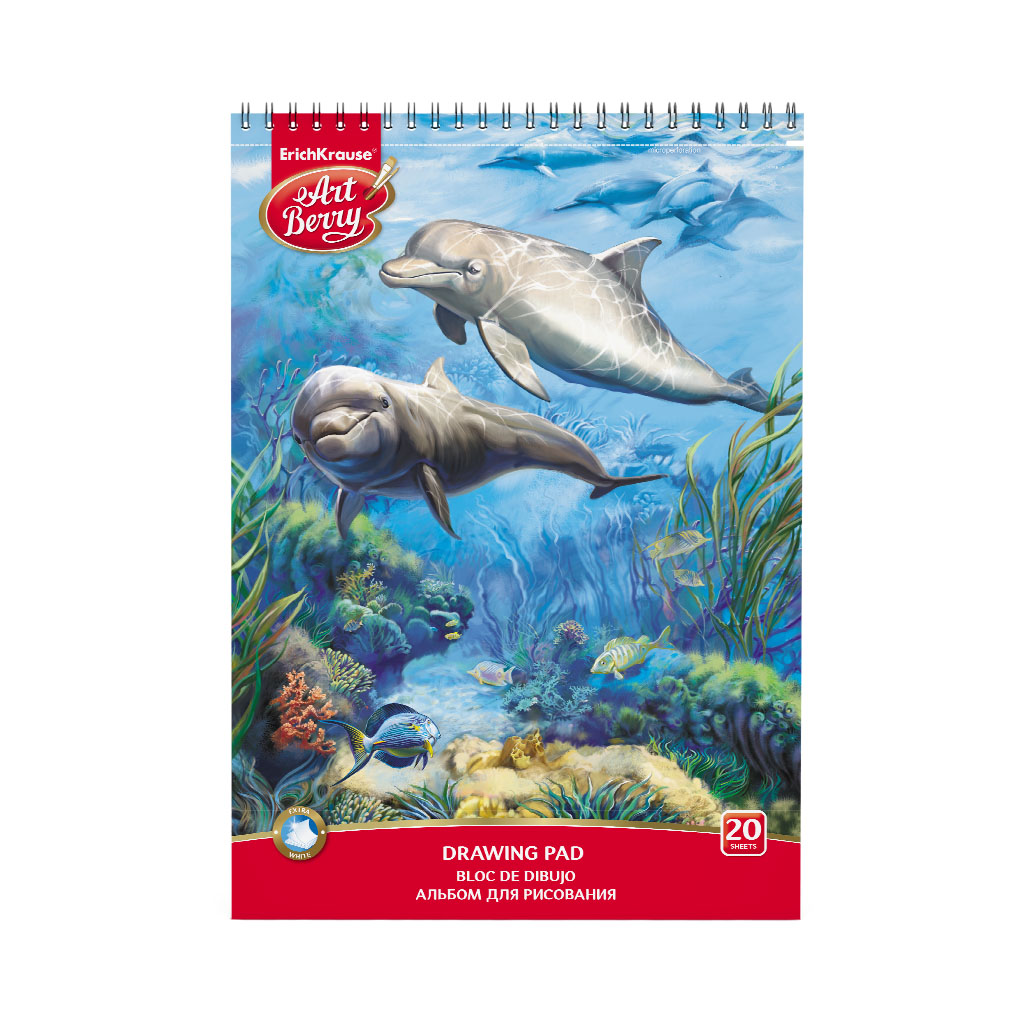 Joonistusplokk spiraalis A4 DOLPHIN, 120gr/20 lehte, mikroperfo | Kasseti Expert