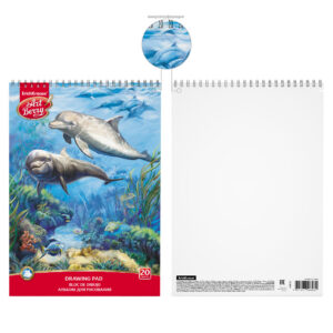 Joonistusplokk spiraalis A4 DOLPHIN, 120gr/20 lehte, mikroperfo