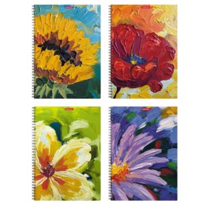 Spiraalkaustik A4 80 lehte ruut FLOWERS, plastkaas