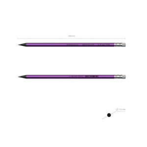 Harilik pliiats ümar kummiga puiduvaba Metallic HB (42)