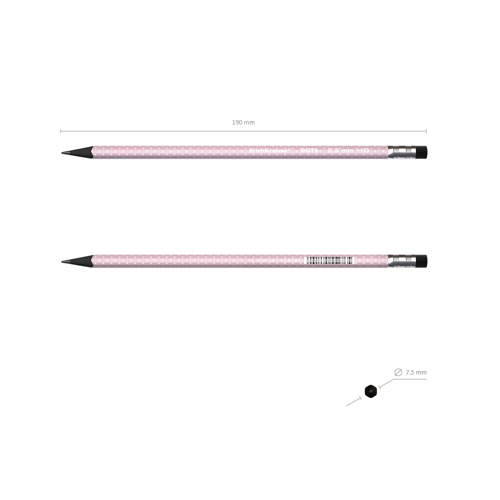 Harilik pliiats kolmnurkne kummiga puiduvaba Dots HB | Kasseti Expert