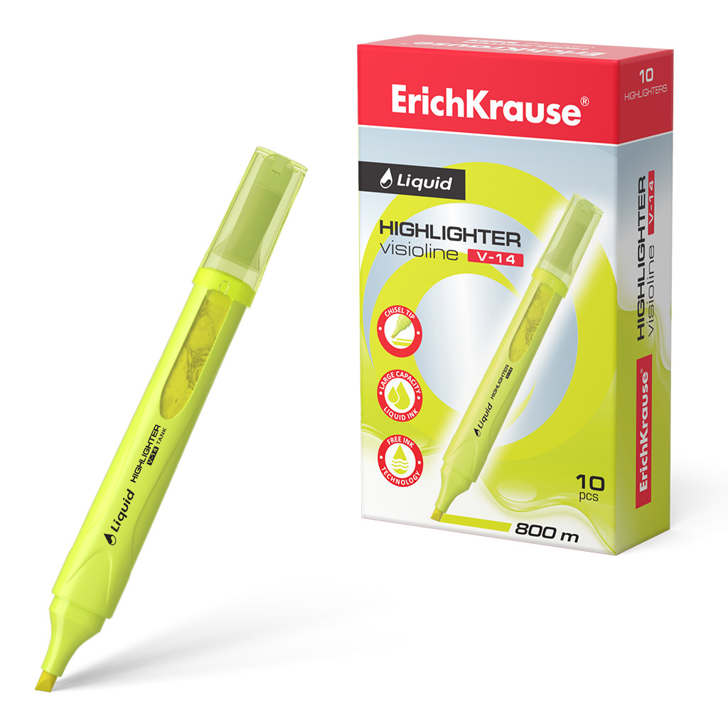 Tekstimarker Liquid Visioline V-14 Neon, 4,0 mm, kollane | Kasseti Expert