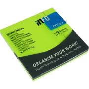 Märkmepaber Infonotes 75x75mm neoonroheline, 80 lehte