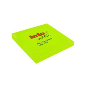 Märkmepaber Infonotes 75x75mm neoonroheline, 80 lehte