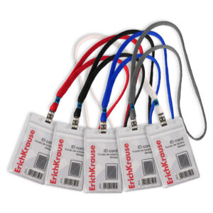 Nimekaardi hoidja vertikaalne 62x91mm PVC, kaelapeal assortii