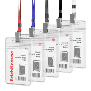 Nimekaardi hoidja vertikaalne 62x91mm PVC, kaelapeal assortii